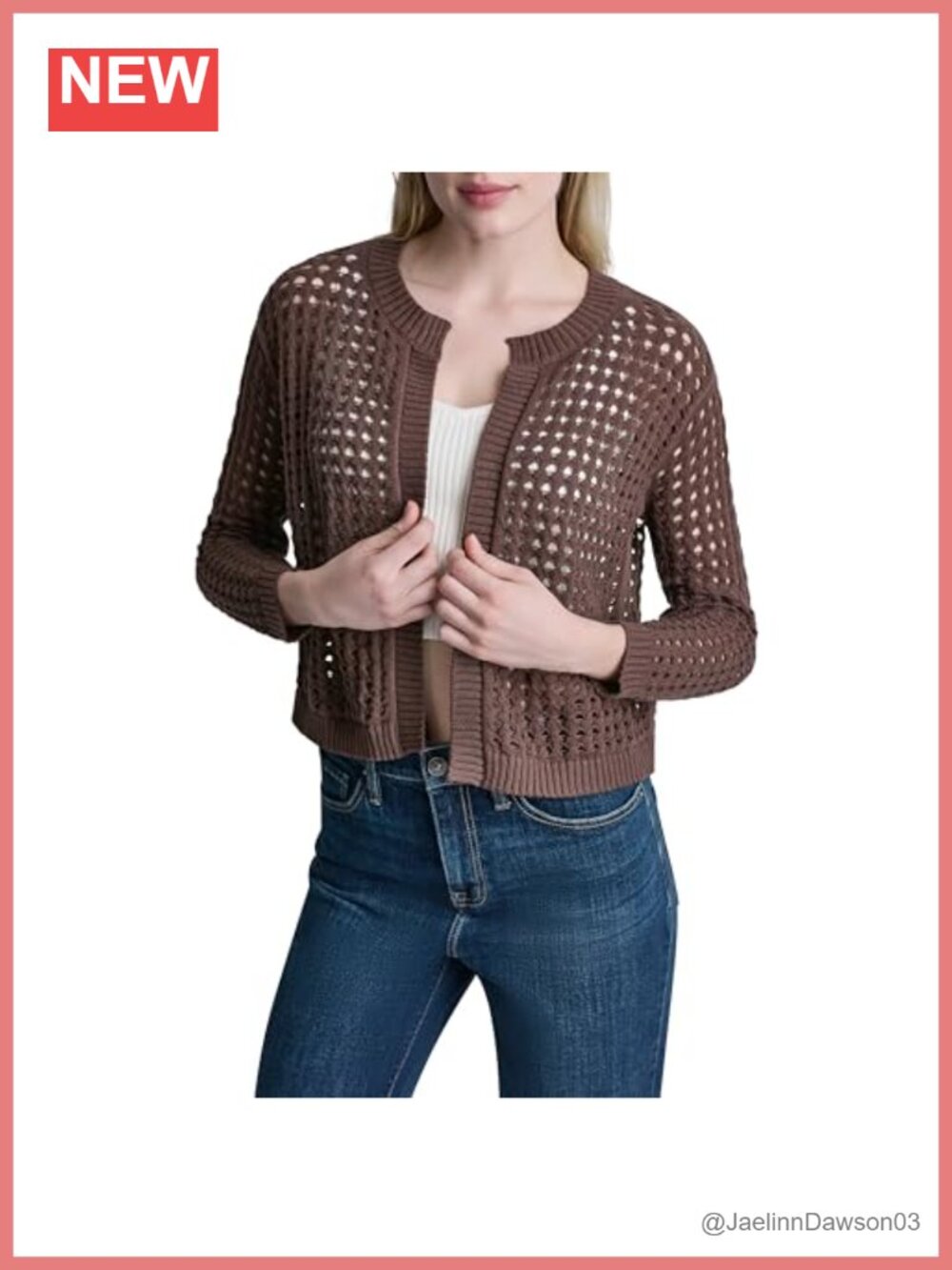 Long Sleeve Open Stitch Cardigan Sweater Regular Fit Pull On
